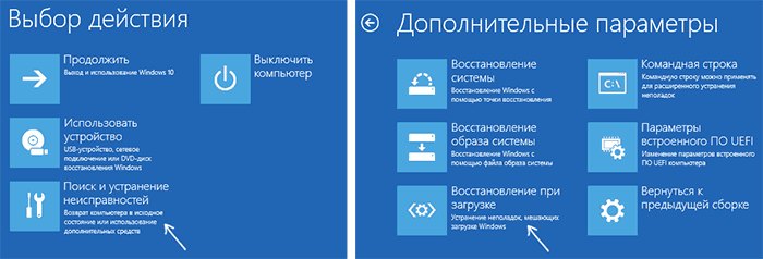 Командная строка Windows RE для восстановления загрузки